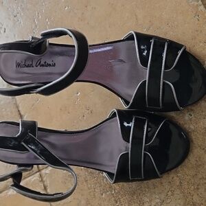 Black and silver evening dress heels